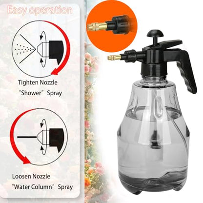2 Pack Handheld Pump Sprayer, Garden Pressure Water Spray Bottle | Spraying Bottle with Adjustable Brass Noozle for Houseplant Watering, Lawn Care, Household Cleaning & Patio Maintenance - color: 1.5L-Grey-2PCS