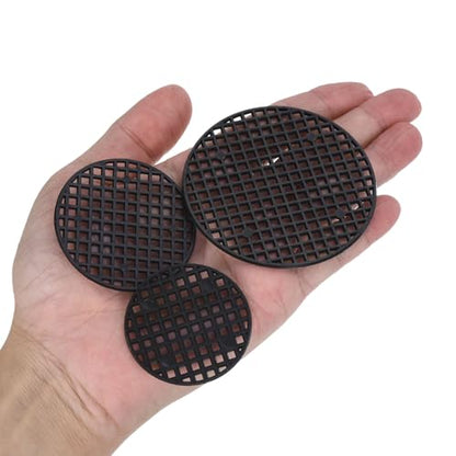 PATIKIL Flower Pot Hole Mesh Pad, 60Pcs 3 Sizes Round Rigid Bonsai Drainage Mesh Grid Screen Bottom Grid Mat for Garden, Black