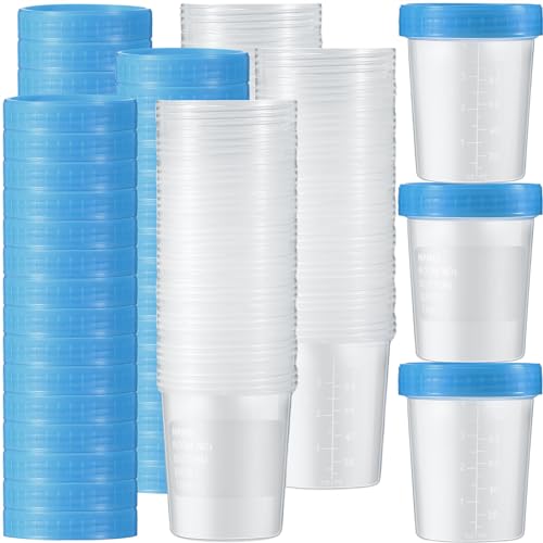 Geiserailie 200 Pcs Disposable Specimen Cup Urine Pee Cups for Testing 4oz Specimen Container with Leak Proof Screw on Lids for Safe Urinalysis Pee Stool Sample Collection Analysis (Blue) - color: Blue