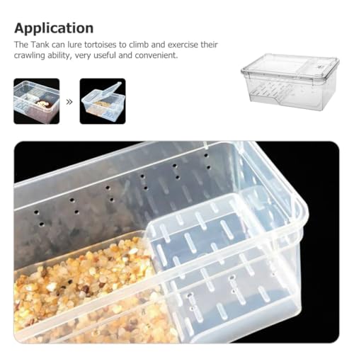 Large Transparent Turtle Tank Aquarium with Non-Slip Ramp and Basking Platform Amphibious Habitat for Reptiles Tortoises Frogs and Aquatic Pets Easy Water Change and Exercise Tank