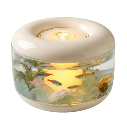 Round Acrylic Fish Bowl with Lid Portable Travel Fish Tank | Transparent fish transport container, reptile turtle carrier, shrimp aquarium, dual-use desktop storage, round decor tank