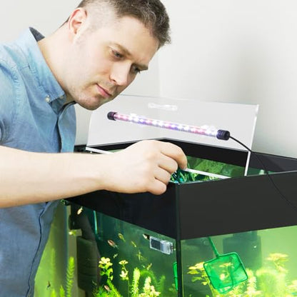 Sieral Aquarium Lids Polycarbonate Canopy with LED Light 2 Pcs Set 16.87 x 16.87 x 0.12 Inch for 50/65/84 Gallon with Center Brace Aquariums Cover Fish Tank Lid with a Hook Knife, Clear - color: Clear, size: 36 x 18 Inch