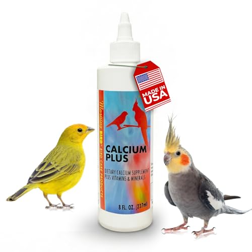 Calcium Plus Liquid for Birds – Calcium Supplement with Vitamins and Minerals for Strong Eggshells, Healthy Bones - Support Growth, Breeding, and Wellness for All Birds 8 Fl Oz | Calcium Supplement - Supports Healthy Growth, Bone Strength, Breeding, Brain