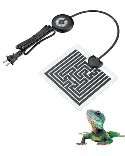 Pawfly 5 W Reptile Heat Pad with Thermostat 5.9 x 5.5 Inch Reptile Heating Pad Under Tank Terrarium Reptile Heat Mat for Turtles Frogs Snakes Lizards Geckos Hermit Crabs & Spiders - size: 5 W (5.9 x 5.5 Inch) with Controller