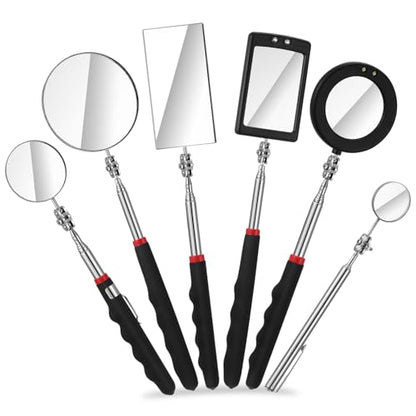 6 Pcs LED Telescoping Inspection Mirror,Retractable LED Mechanical Mirror Tool,Under Vehicle Inspection Mirror,Car Visual Reflector,Retractable Under Vehicle Detection Mirror