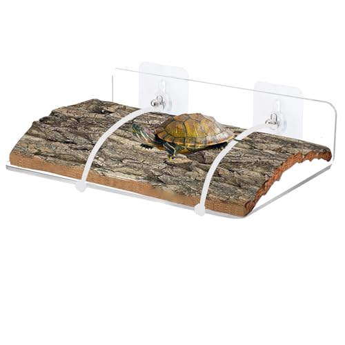 Turtle Basking Platform, Floating Natural Tree Bark Climbing Platform Baby Tortoise Resting Terrace for Frogs, Terrapins, Tank Accessory
