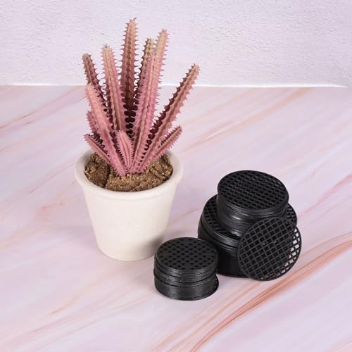 PATIKIL Flower Pot Hole Mesh Pad, 60Pcs 3 Sizes Round Rigid Bonsai Drainage Mesh Grid Screen Bottom Grid Mat for Garden, Black