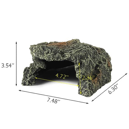 IBWell Resin Reptile Rock Cave, Lizard Tank Décor, Gecko Hide Reptile Hideout for Small Turtle Accessories for Tank, Leopard Gecko, Lazard Hideout