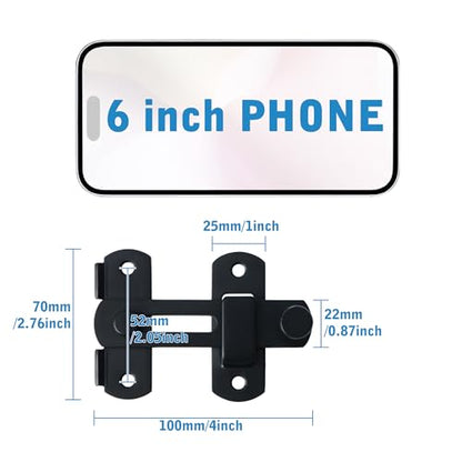 Alise 4 inch Black SUS304 Stainless Steel Gate Latches for Barn Door | Heavy Duty Gate Hardware ,Security Flip Latch,Anti-theft Latch,Safety Door Lock for Barn Wood Fence Sliding French Door