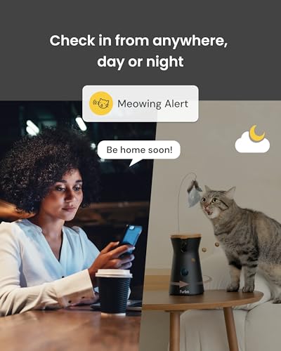 Furbo 360° Cat Camera [No Monthly Fee] | 360° Rotating Live View, Meowing Alerts, Treat Toss, 2-Way Audio, Night Vision, Smart Home Kitten Monitoring, No AI Alerts - style: Cat 360° Camera