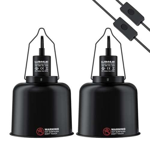 2-Pack 5.5 Inch Deep Dome Reptile Light Fixture with Clamp, ETL Certified E26 Ceramic Socket (100W), Aluminum UVA UVB Basking Lamp Holder for Terrariums, Bearded Dragons and Turtles