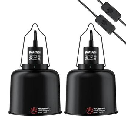 2-Pack 5.5 Inch Deep Dome Reptile Light Fixture with Clamp, ETL Certified E26 Ceramic Socket (100W), Aluminum UVA UVB Basking Lamp Holder for Terrariums, Bearded Dragons and Turtles