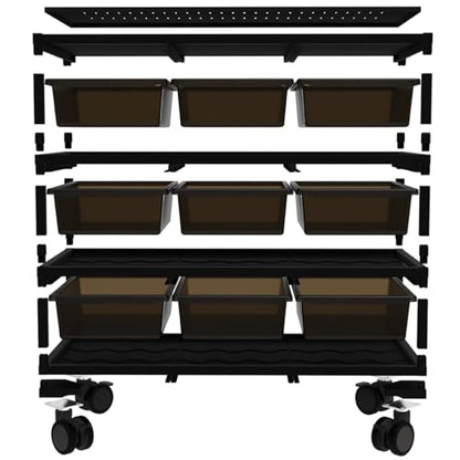 Stackable Reptile Breeding Rack, 2-Tier Reptile Terrarium with Aluminum Frame & Ventilated PET Tubs, Reptile Enclosure for Hatchling Gecko, Juvenile Bearded Dragon, Small Snake