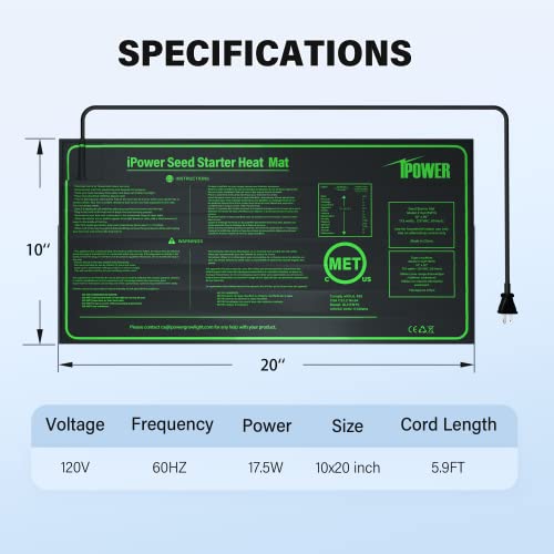 iPower 10" x 20" Waterproof Durable Seedling Heat Mat Warm Hydroponic Plant for Indoor Gardening Germination Starting, 2 Pack - size: 10" x 20"(x2), style: Heat Mat