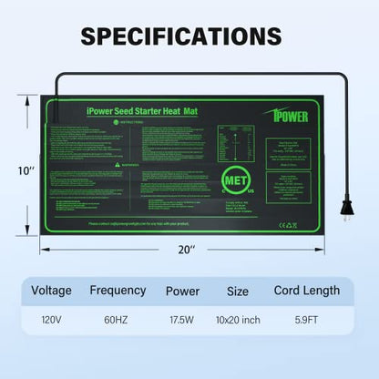 iPower 10" x 20" Waterproof Durable Seedling Heat Mat Warm Hydroponic Plant for Indoor Gardening Germination Starting, 2 Pack - size: 10" x 20"(x2), style: Heat Mat