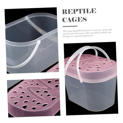 HEMOTON 2pcs Plastic Turtle Containers and Outdoor Hamster Carriers Medium Size Pink Portable Reptile Boxes Travel Cages for Small Pets