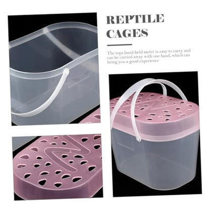 HEMOTON 2pcs Plastic Turtle Containers and Outdoor Hamster Carriers Medium Size Pink Portable Reptile Boxes Travel Cages for Small Pets