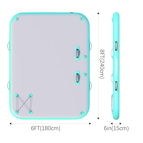 Inflatable Floating Dock Mat,6 inches Thick Inflatable Stable Platform Raft with Storage Bag None-Slip Surface for Lake Beach Pool - color: Green 8ft x 6 ft x 6in