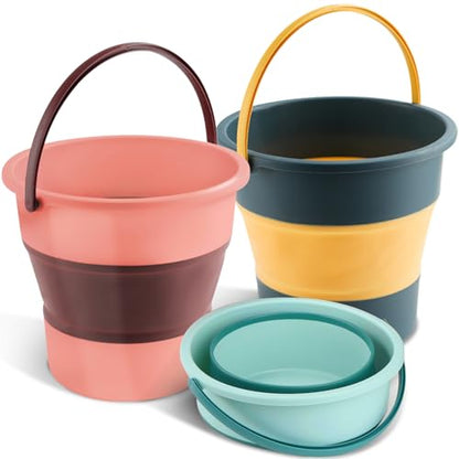 Collapsible Bucket 3PCS 1.3 Gallon/5L Small Plastic Household Cleaning Mop Buckets Foldable Water Bucket for Car Wash Fishing Camping Beach (3PCS) - color: 3pcs