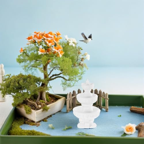 NOLITOY Mini Water Fountain for Dollhouse Accessories Miniature Tabletop Fountain Prop for Fairy Garden Bonsai Landscaping and Micro Landscape Decor Miniature Doll House Accessories, 2 PCS