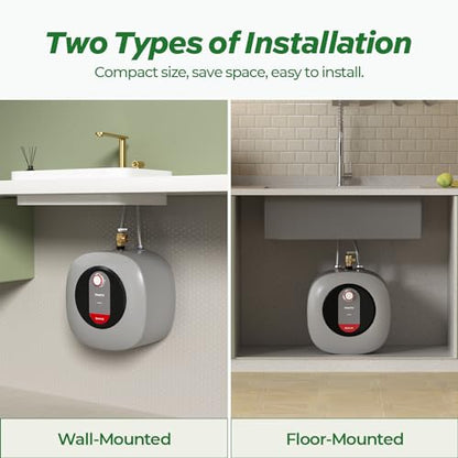 FOGATTI Mini Tank Water Heater Electric, 4 Gallon Point of Use Hot Water Solution for Under Sink 110V 120V - size: 4 Gal