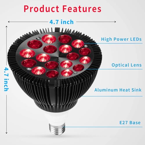 Infrared Lamp Bulb 660nm Red and 850nm Near Infrared Bulb Accessory for ET350 Infrared Light Device ETPAR38 (Black) - size: 9 LED Red Light & 9 Infrared Light (Black)
