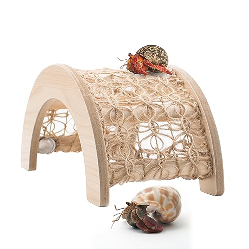Hermit Crabs Climbing Bridge, Wooden Hermit Crab Climbing Toys with Rope, Hermit Crab Hideout, Aquarium Tank Accessory Small Animals Cage Accessory, Suitable for Hermit Crab Hamster Chinchilla Ferret - style: Rope