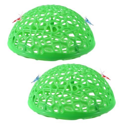 2 Pack Aquarium Shrimp Hide Cave, Porous Shrimp Hideout Shelter for Breeding & Molting, Detachable Tunnel Ornament for Fish Tank, Shrimp & Small Fish (Green) - color: Green