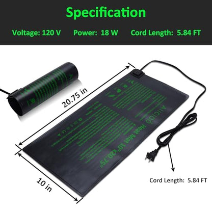 AIICIOO Seedling Heat Mats 10"x 20.75" Warm Hydroponic Heating Pad for Indoor Gardening, Seed Starting Germination, Greenhouse, Brewing - size: 10"x20.75" 1 Pack