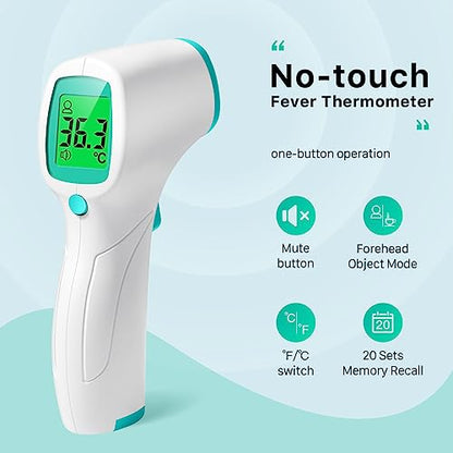 Non Contact Forehead Thermometer for Adults and Kids, Digital No-Touch Infrared Thermometer Temperature Gun for Baby ，3 Color Fever Alarm Accurate Reading 1s Fast Accurate Reading