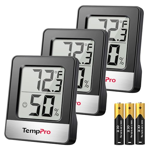 TempPro TP49 3 Pack Digital Hygrometer Indoor Thermometer | Humidity Meter Mini Hygrometer Thermometer with Temperature and Humidity Monitor Room, Black - color: Black Indoor Thermometer