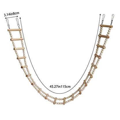 Bird Ladder Bridge, Wooden Pet Hamster Climbing & Swing Toys, Cage Accessories for Birds Rats Parrots Hamster Squirrel Sugar Gliders Parakeets Cockatiels - 20 Steps - 45.3 x 3.14 Inch - size: 20 Steps - 45.3 × 3.14 Inch