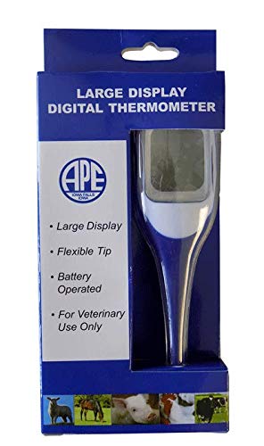 Veterinary Thermometer. Fast, Accurate Temperature Readings for Pets and Livestock. Large Display. Flexible Tip.