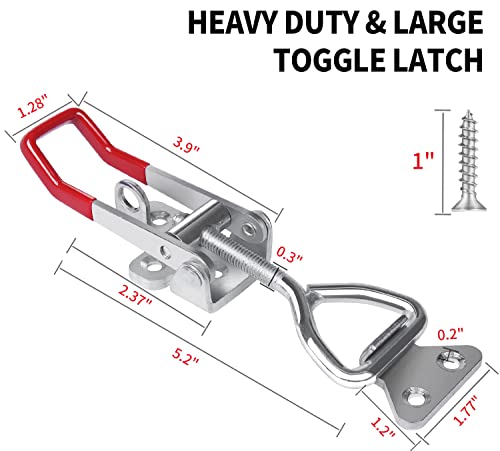 Vicuna R 4003 Heavy Duty Toggle Latch Clamp, Large Adjustable Pull Latch | 1320Lbs Holding Capacity, Toggle Clamp Latch with Lock Hole, for Smoker Lid Jig, Tool Box Case, 2 Pack with 10PCS Screws - style: 4003-2PK