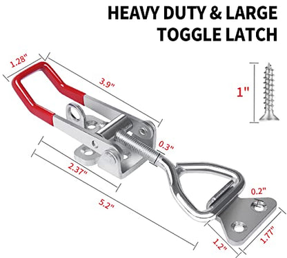 Vicuna R 4003 Heavy Duty Toggle Latch Clamp, Large Adjustable Pull Latch | 1320Lbs Holding Capacity, Toggle Clamp Latch with Lock Hole, for Smoker Lid Jig, Tool Box Case, 4 Pack with 20PCS Screws - style: 4003-4PK