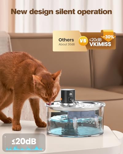 Wireless Cat Water Fountain Cordless: 108oz Battery Operated Cat Fountain | 3.2L Automatic Pet Water Dispenser Rechargeable Drinking Fountains for Cats Indoor with Motion Sensor Multiple Cats and Dogs