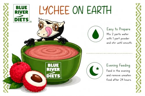 Blue River Diets Complete Crested Gecko Food | All-Natural Gecko Food Made in the UK | 70% Real Fruit | 2.1oz | 60g Lychee on Earth Flavor