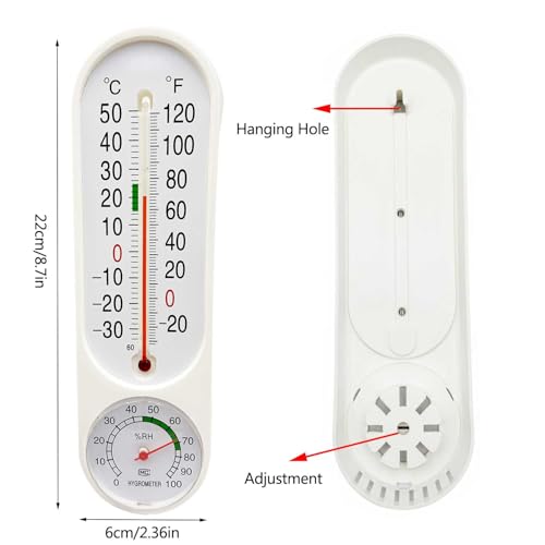2 Pieces Outdoor/Indoor Thermometer Hygrometer, Vertical Temperature Humidity Gauge Meter with Fahrenheit/Celsius Thermometers Humidity Meter for Patio Garden Cellar Greenhouse