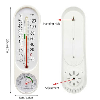 2 Pieces Outdoor/Indoor Thermometer Hygrometer, Vertical Temperature Humidity Gauge Meter with Fahrenheit/Celsius Thermometers Humidity Meter for Patio Garden Cellar Greenhouse