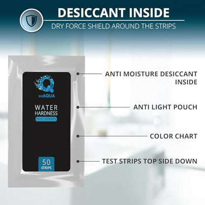 Water Hardness Test Kit - DoubleCheck 50 Strips - Hard Water Testing Kit – Tests Calcium & Magnesium (0–425 PPM) – for Tap, Well, Drinking, Pool, Spa & Dishwasher
