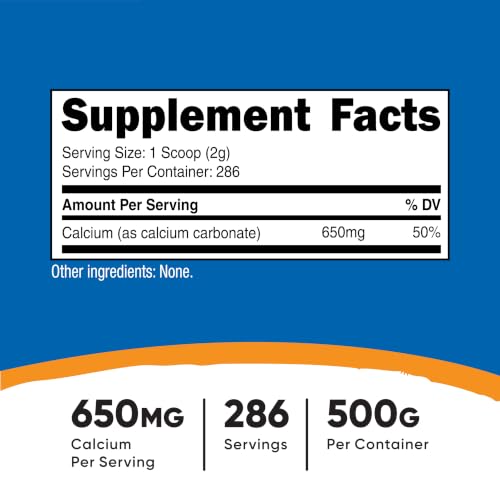 Nutricost Calcium Carbonate Powder 500 Grams - size: 17.64 Ounce (Pack of 1)