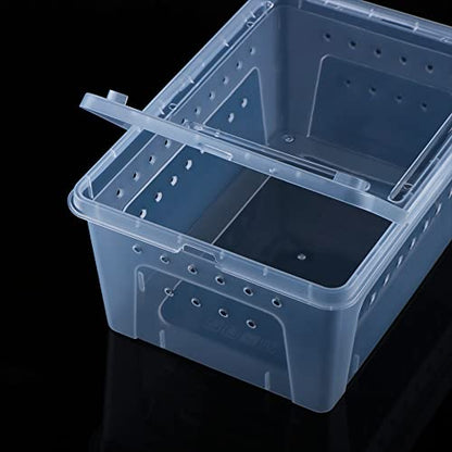 2 Pack Reptile Box Escape-Proof Breeding House Portable Reptile Terrarium Habitat for Reptile Crickets Snails Hermit Crabs Baby Tortoise Snakes Tarantulas Geckos Frogs Lizards (S and L)