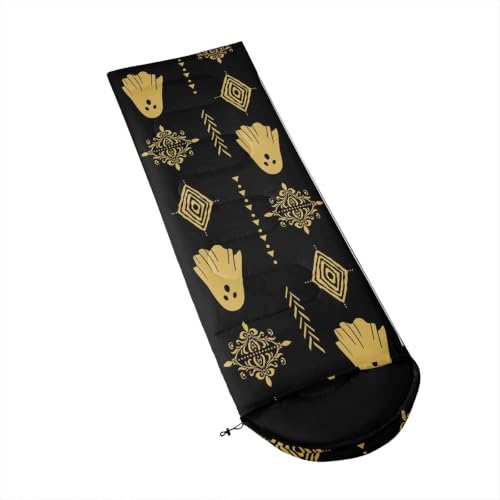 Erosebridal Sugar Skull Kids Sleeping Bag Southwestern Aztec Western Camping Blanket for Hiking Travel Hunting Sleep Bag - color: Black Yellow Gold 16