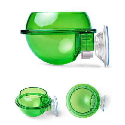 Reptile Feeding Dish with Strong Suction Cup, Translucent Anti-Escape Worm Food Bowl, Live Fodder Water Container, Green, 1PC (Green) - color: Green