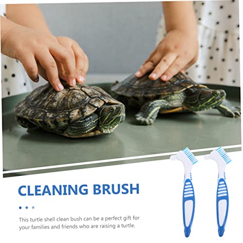 YARNOW 2pcs Turtle Shell Cleaning Brush Double-Headed Design for Dirt Removal Comfortable Non-Slip Handle Aquatic Tortoise Care - color: Blue