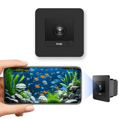 Fish Tank Camera, 2K HD for Aquarium & Reptile Terrarium, 140° Wide-Angle with Anti-Glare, Night Vision, WiFi Pet Camera with AI Motion Detection, 2-Way Audio, 24/7 Cloud/SD Recording (Black)