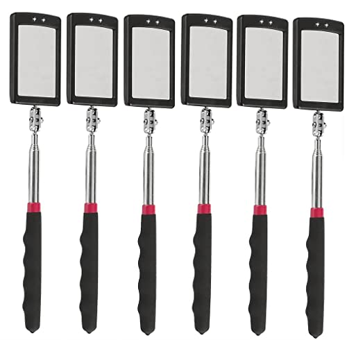 Inspection mirror telescoping with light Mirror practical addition to car repair, and anyone's toolbox Inspection Tool for Checking Vehicle, and Other Small Parts Extended (Inspection mirror-6PCS)