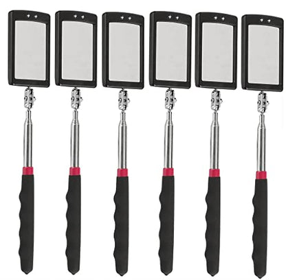 Inspection mirror telescoping with light Mirror practical addition to car repair, and anyone's toolbox Inspection Tool for Checking Vehicle, and Other Small Parts Extended (Inspection mirror-6PCS)
