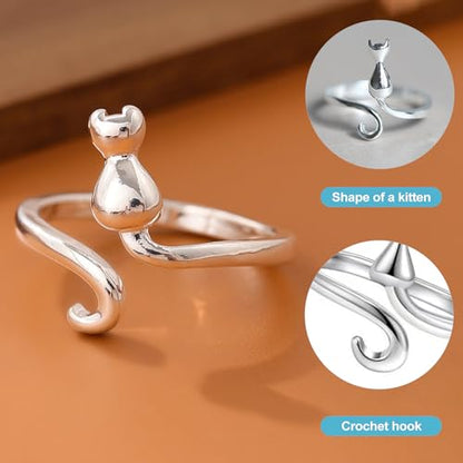 CoguZed 3-Pack Adjustable Crochet Tension Ring, Alloy Yarn Guide for Women Handmade Craft Knitting Tools, Finger Hook Accessories, Snake Loop Holder