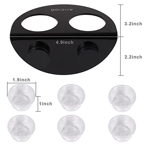 AIICIOO Gecko Feeder Ledge with 6 Pack Plastic Bowls Crested Gecko Food Dish Strong Magnetic Reptile Food Feeder Water Dish for Chameleon Bearded Dragon Tank Accessories - size: Feeding Ledge Black